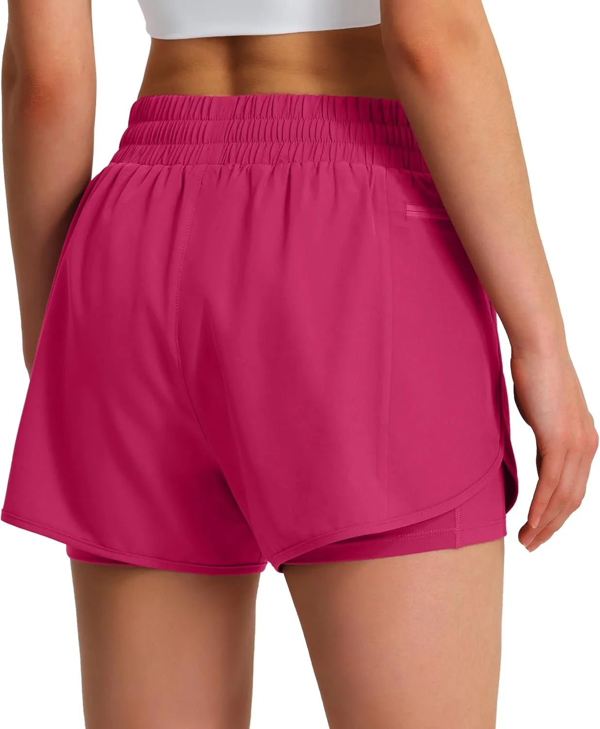 Ksmien Women's Running Shorts Quick Dry Lightweight Athletic Workout Shorts with Liner Phone Pockets