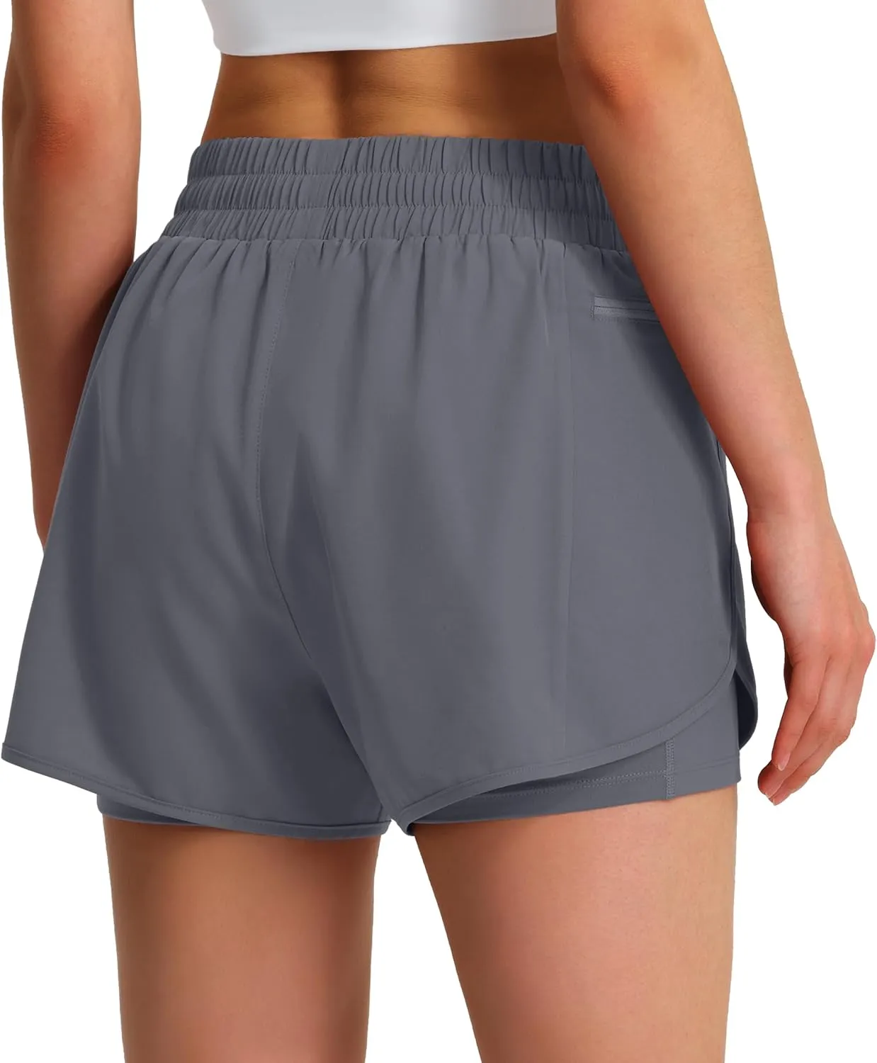 Ksmien Women's Running Shorts Quick Dry Lightweight Athletic Workout Shorts with Liner Phone Pockets