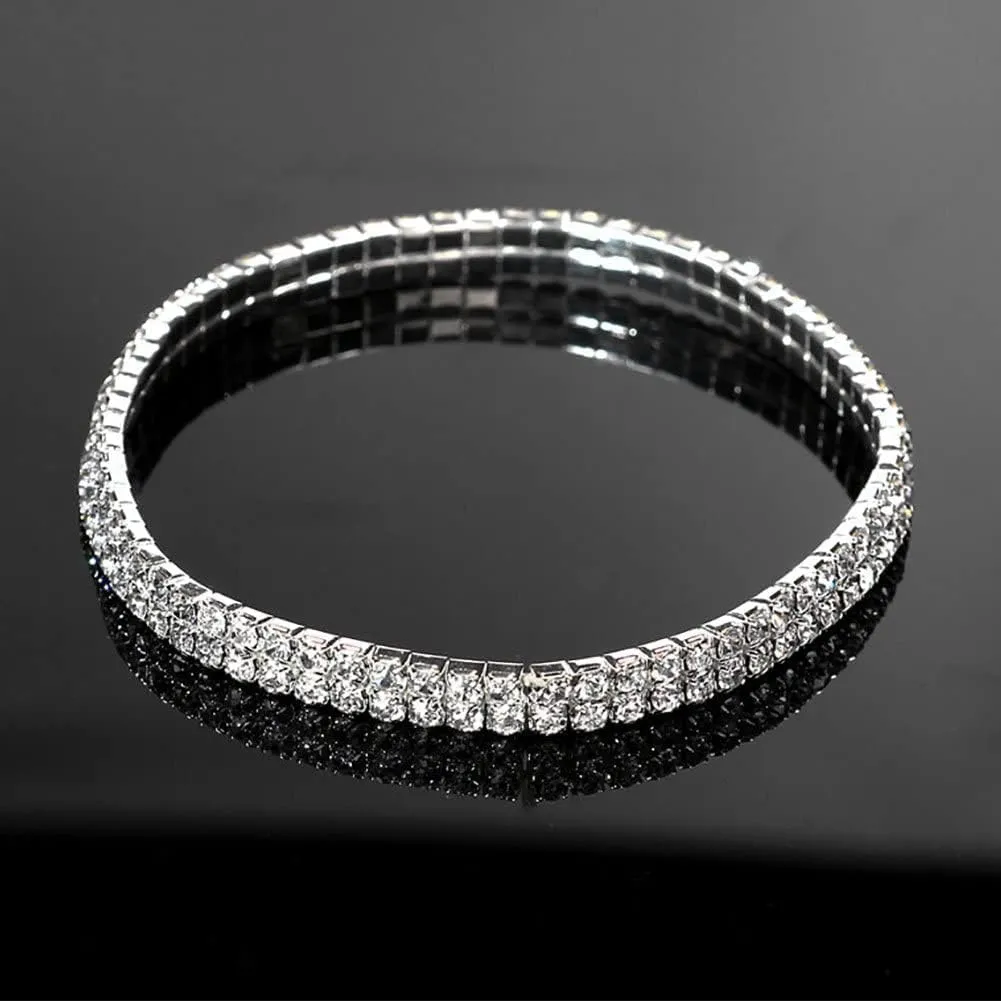 Kucheed 2PCS Twinkle Diamond Anklet Elastic Bling Shining Foot Jewelry Rhinestones Bridal SummerAnkle Bracelet Jewelry
