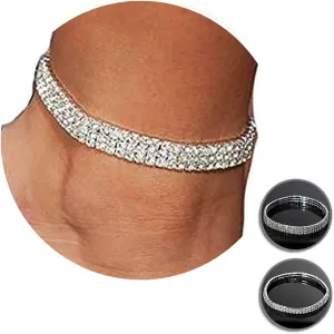 Kucheed 2PCS Twinkle Diamond Anklet Elastic Bling Shining Foot Jewelry Rhinestones Bridal SummerAnkle Bracelet Jewelry