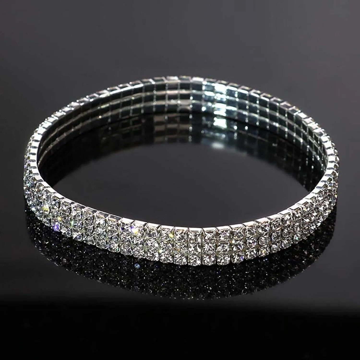 Kucheed 2PCS Twinkle Diamond Anklet Elastic Bling Shining Foot Jewelry Rhinestones Bridal SummerAnkle Bracelet Jewelry
