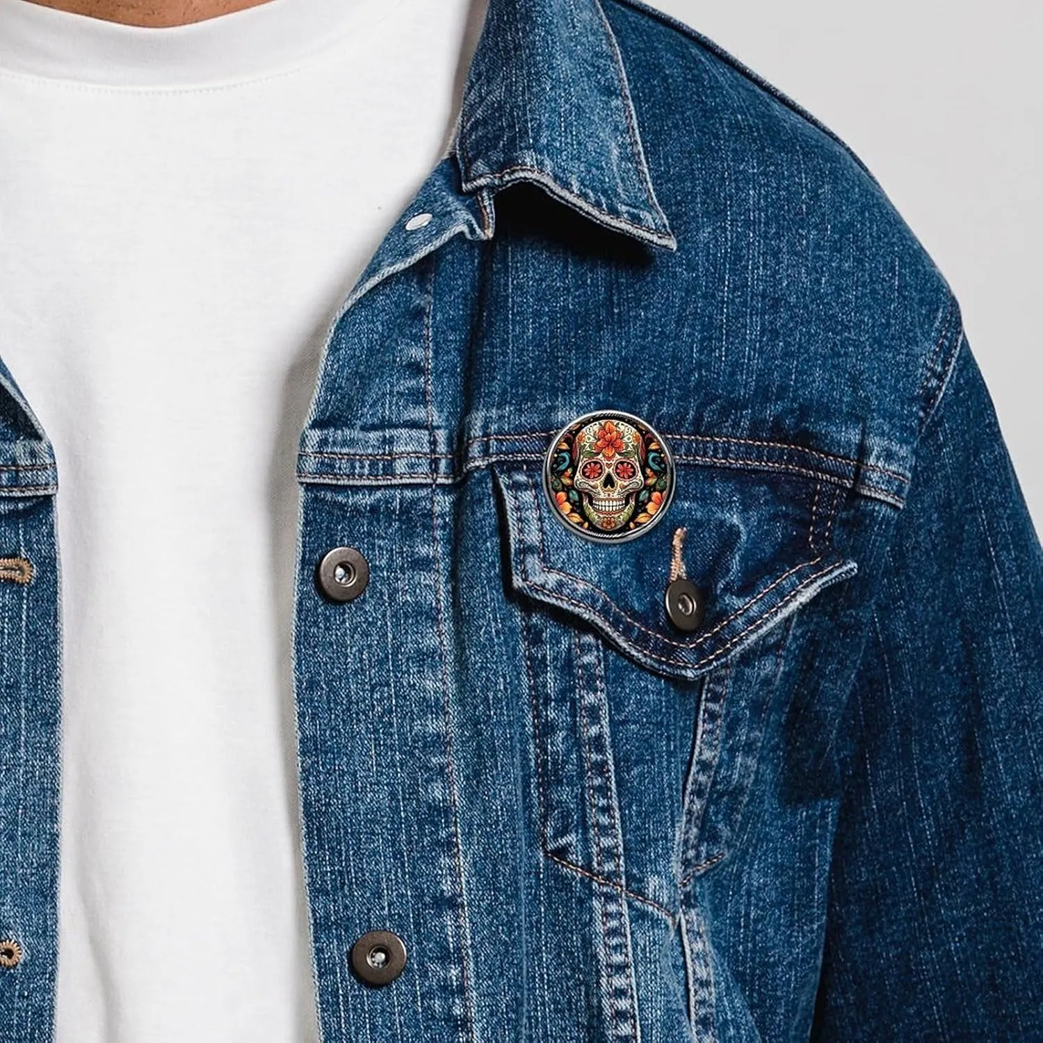 Lapel Pin for Men Brooches And Pins for Women - Bees And Sunflowers on Old Paper Round Metal Badge for Shirts, Jackets, Hats | Durable Fashion Accessory & Gift for Men, Women, Events