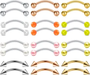 LAURITAMI 16G Rook Piercing Jewelry Rook Earrings Stainless Steel Daith Surface Tragus Piercing Jewelry Curved Barbell Eyebrow Rings Horseshoe Hoop Earring Cartilage Helix Conch Piercing Jewelry