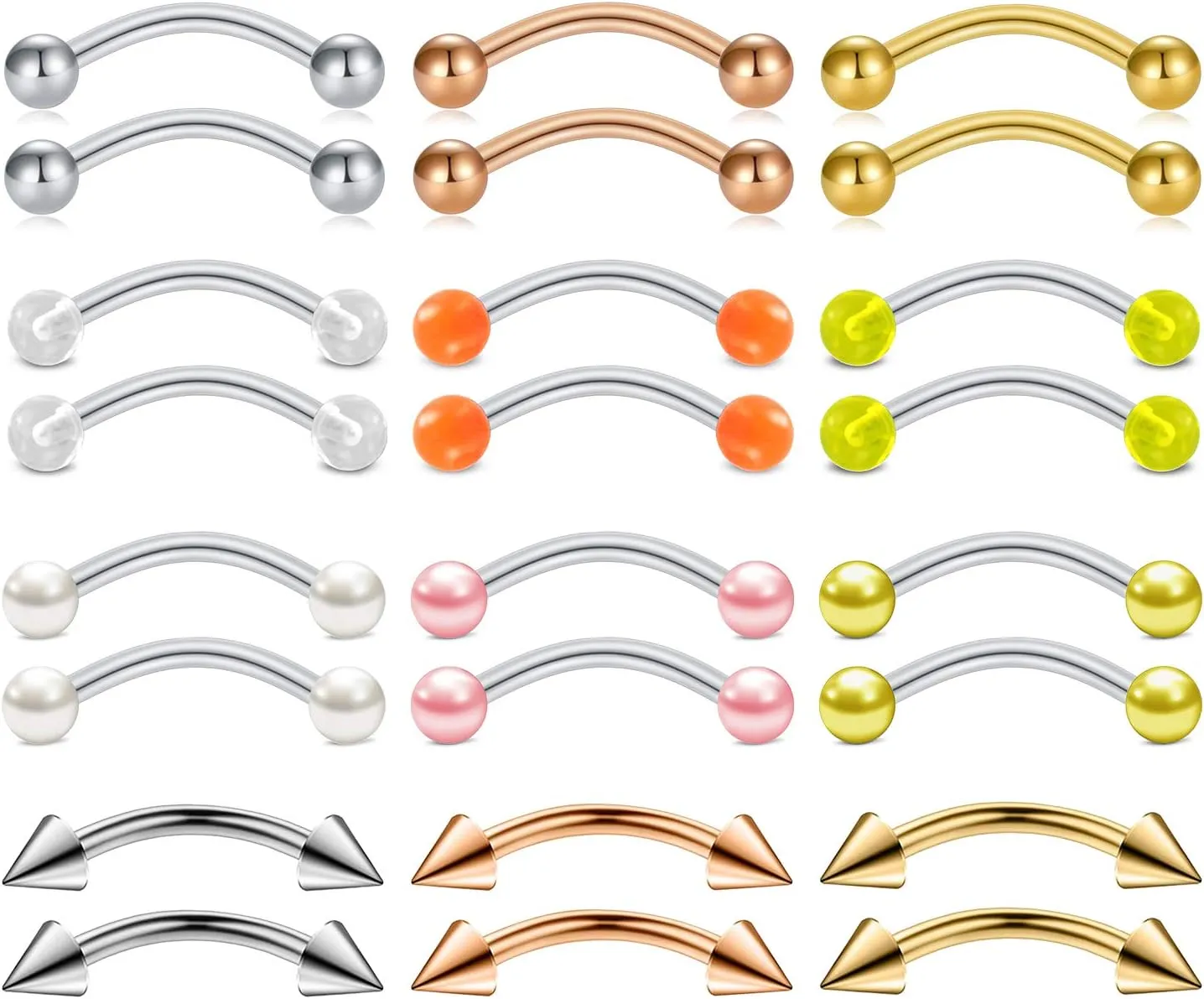 LAURITAMI 16G Rook Piercing Jewelry Rook Earrings Stainless Steel Daith Surface Tragus Piercing Jewelry Curved Barbell Eyebrow Rings Horseshoe Hoop Earring Cartilage Helix Conch Piercing Jewelry