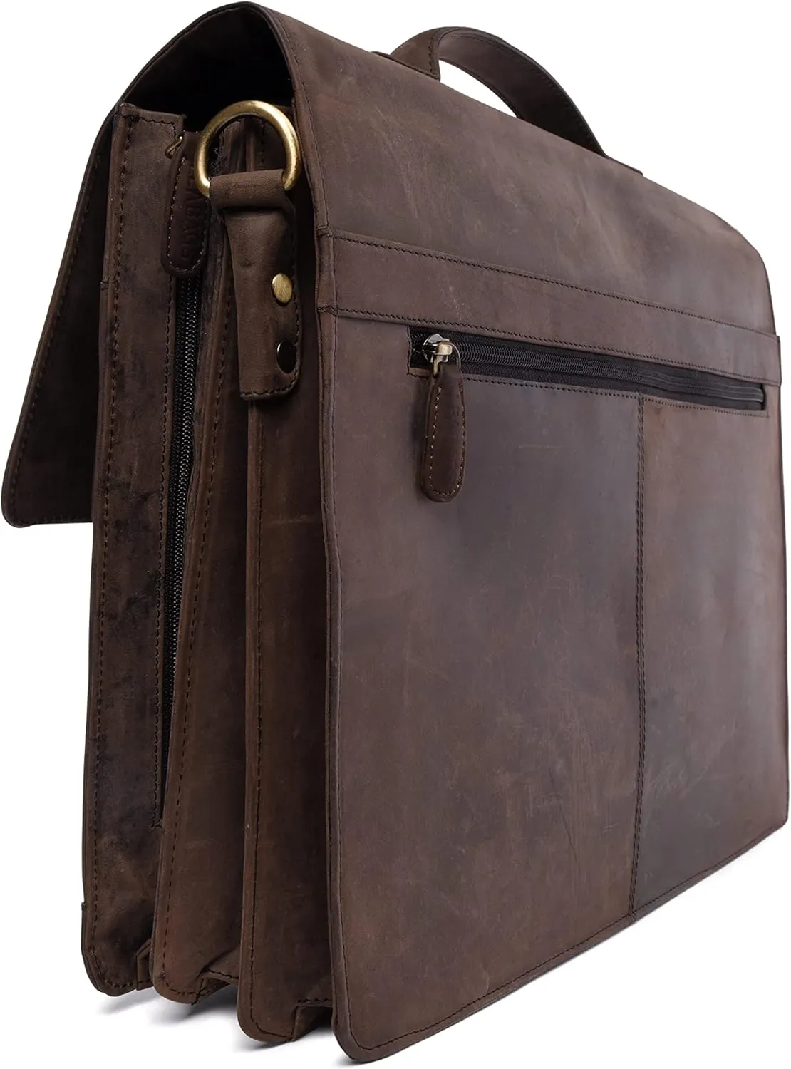 LEABAGS Leather Messenger Bag for Men - Genuine Buffalo Leather Miami Laptop 15" - Handbag Shoulder Bag Vintage Office bag