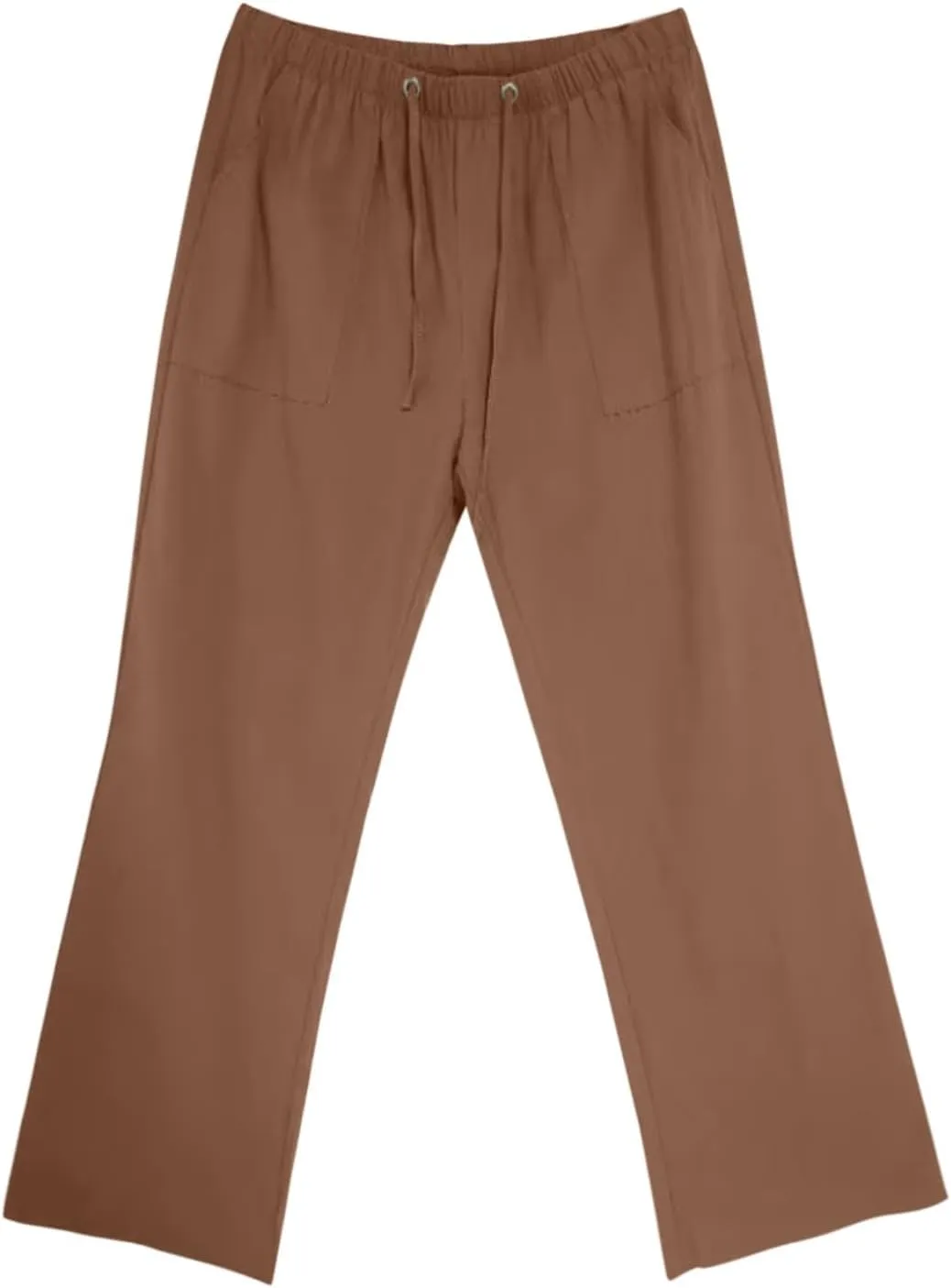 Linen Pants for Men Elastic Waist Lightweight Cotton Loose Fit Pants with Pocket Casual Vacation Summer Trouser