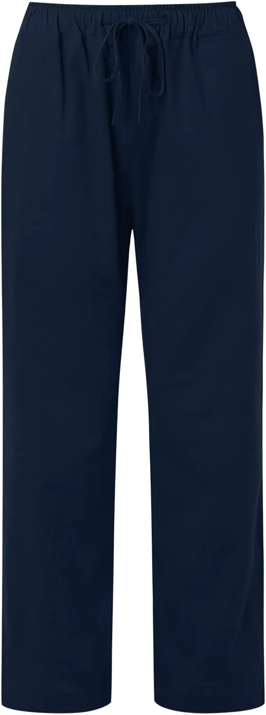 Linen Pants Women High Waist Wide Leg Pants Summer Cotton Linen Pants Casual Beach Trousers with Pockets