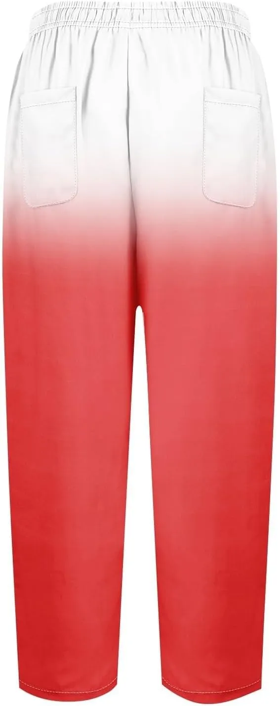 Linen Pants Women Petite 2025 Drawstring Pants Capri Pants 2025 Pants with Pockets Wide Leg Cropped Pants Linen