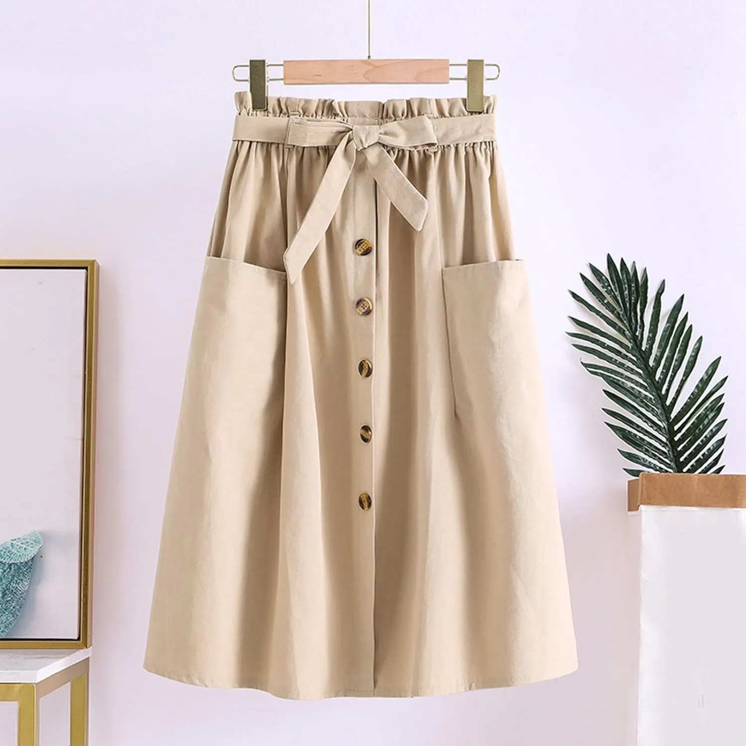 Long Skirts for Women Women's Casual High Waist Pleated A Line Midi Skirt with Pocket