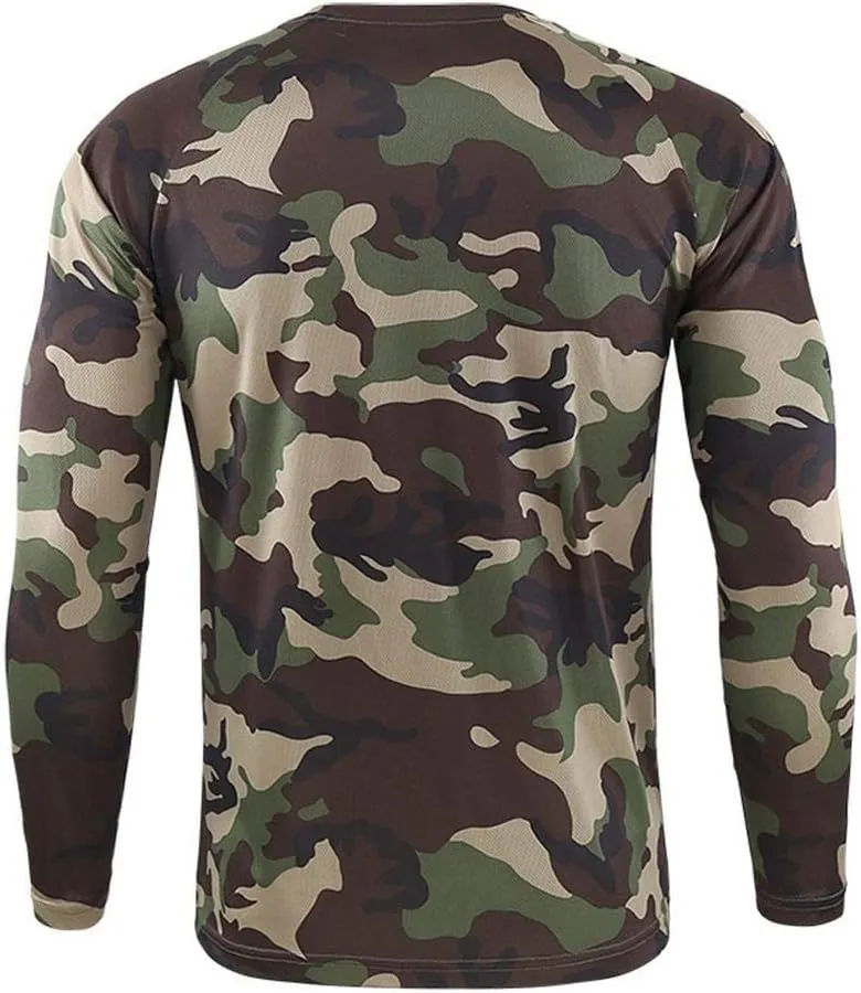 Long Sleeve Camo T-Shirt Men Vintage Military Camouflage Athletic Compression Shirt Workout Fishing Hunting Shirt