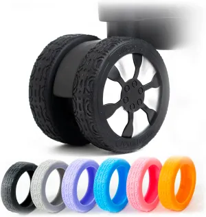 Luggage Wheel Covers - 8 Pack Silicone Protectors for Spinner Luggage (BLACK)