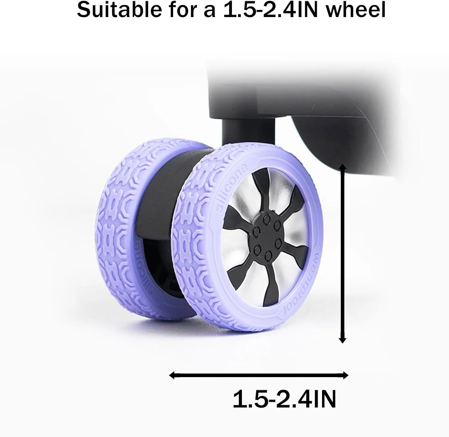 Luggage Wheel Covers - 8 Pack Silicone Protectors for Spinner Luggage (BLACK)