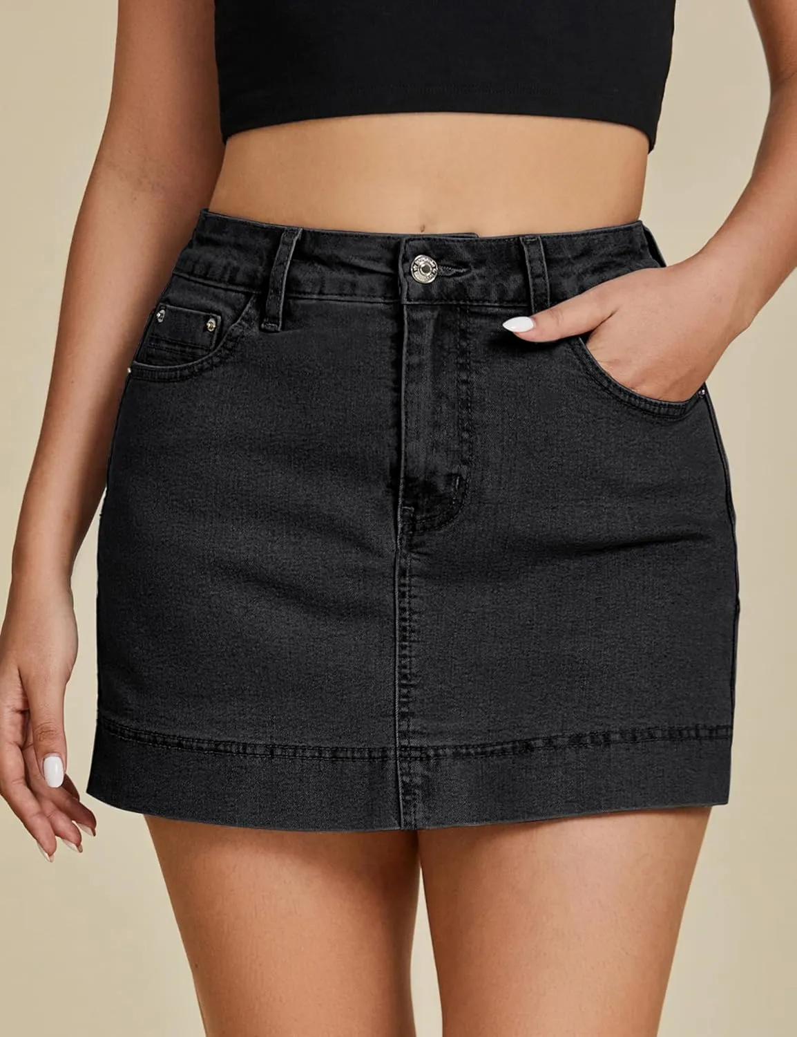 luvamia Jean Skorts for Woman Trendy High Waisted Stretchy Denim Skirt with Shorts Y2K Mini Skort Skirts Country Concert