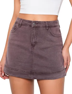 luvamia Jean Skorts for Woman Trendy High Waisted Stretchy Denim Skirt with Shorts Y2K Mini Skort Skirts Country Concert