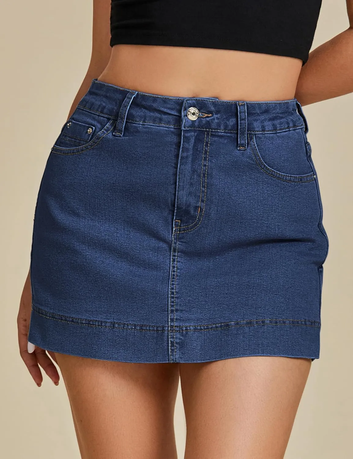 luvamia Jean Skorts for Woman Trendy High Waisted Stretchy Denim Skirt with Shorts Y2K Mini Skort Skirts Country Concert