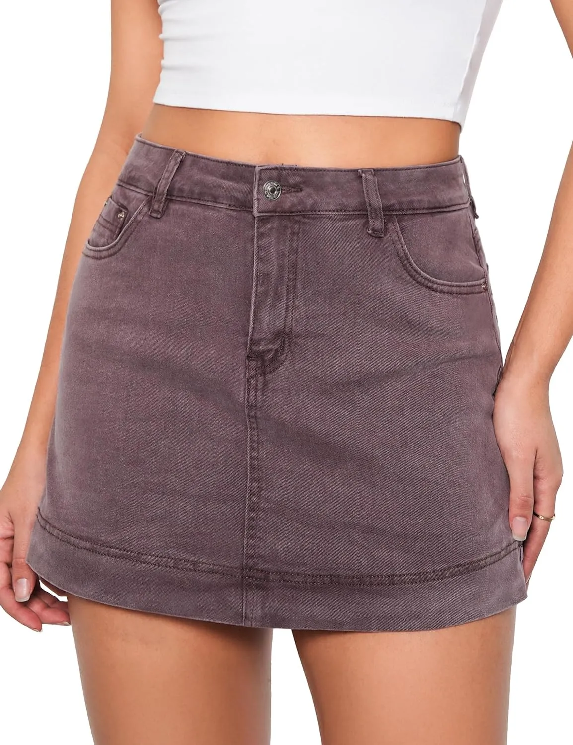 luvamia Jean Skorts for Woman Trendy High Waisted Stretchy Denim Skirt with Shorts Y2K Mini Skort Skirts Country Concert
