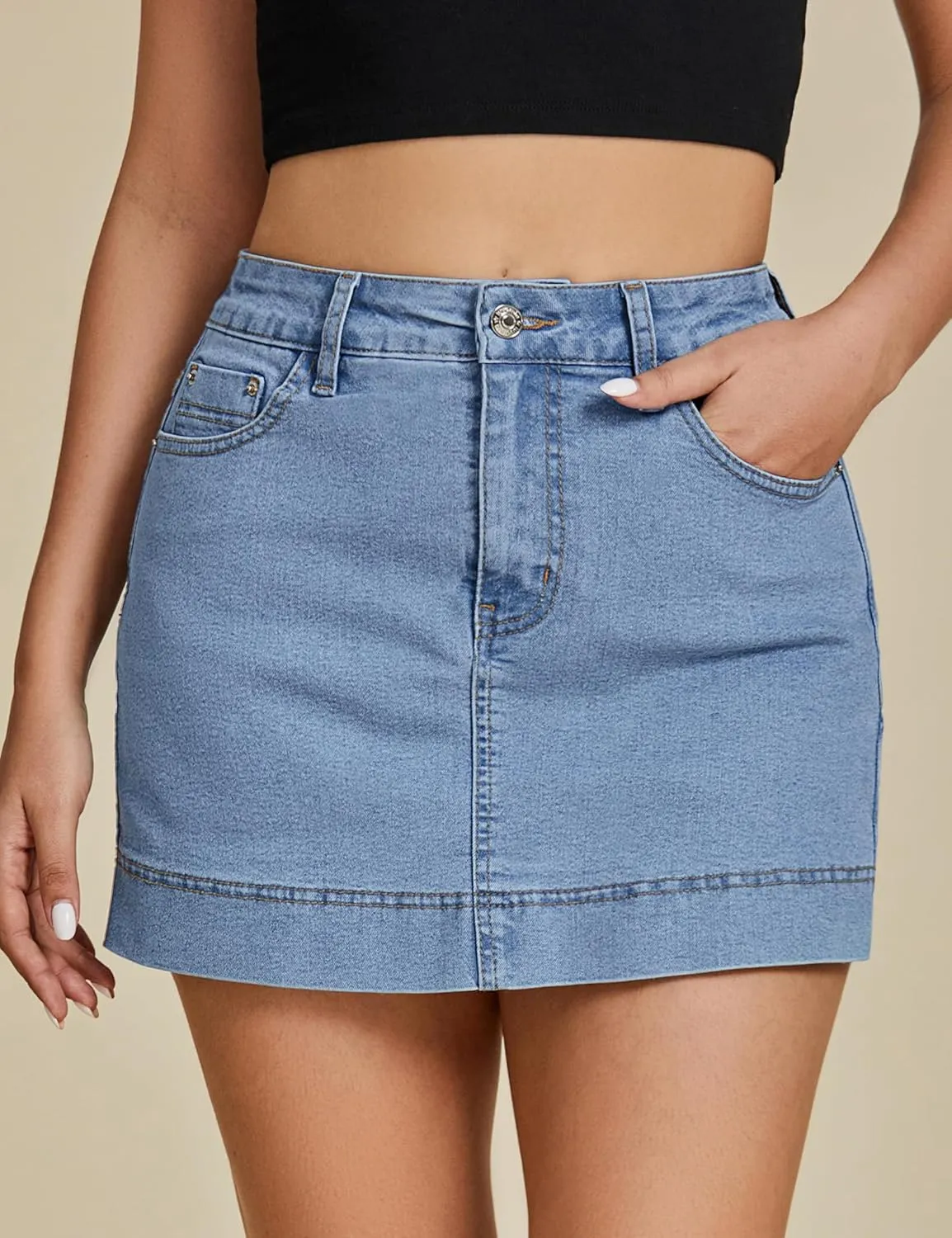 luvamia Jean Skorts for Woman Trendy High Waisted Stretchy Denim Skirt with Shorts Y2K Mini Skort Skirts Country Concert