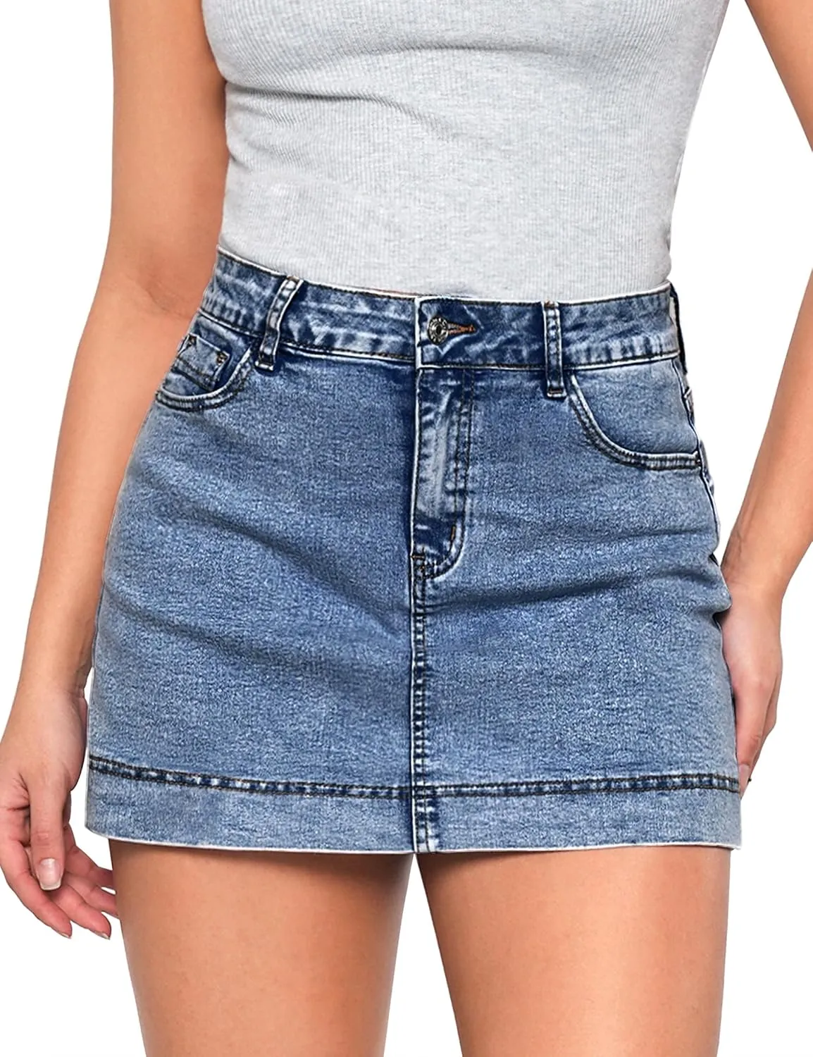 luvamia Jean Skorts for Woman Trendy High Waisted Stretchy Denim Skirt with Shorts Y2K Mini Skort Skirts Country Concert