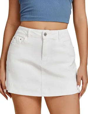 luvamia Jean Skorts for Woman Trendy High Waisted Stretchy Denim Skirt with Shorts Y2K Mini Skort Skirts Country Concert