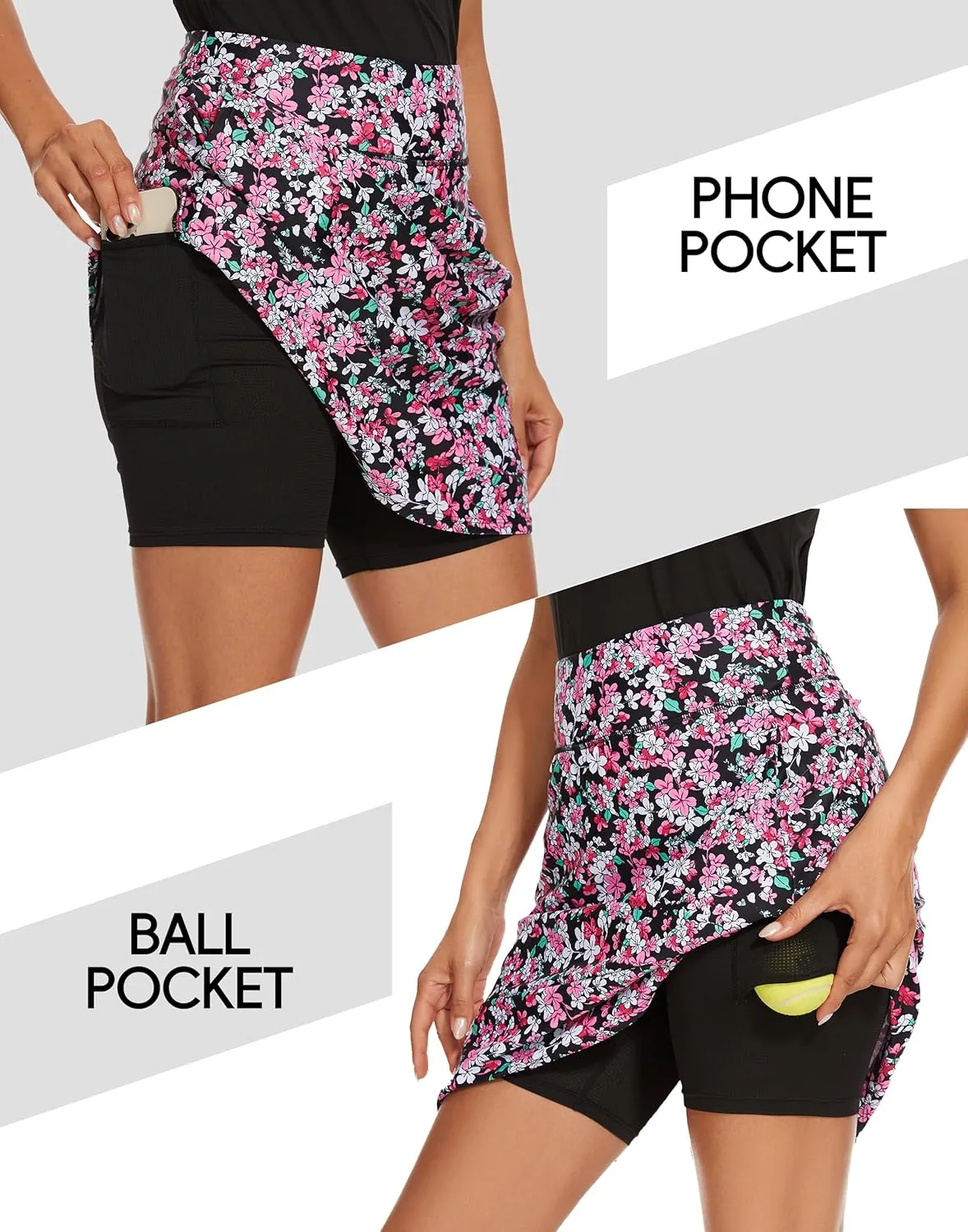 M MOTEEPI Skorts for Woman Golf Skirt Knee Length Tennis Athletic Skorts with Pockets