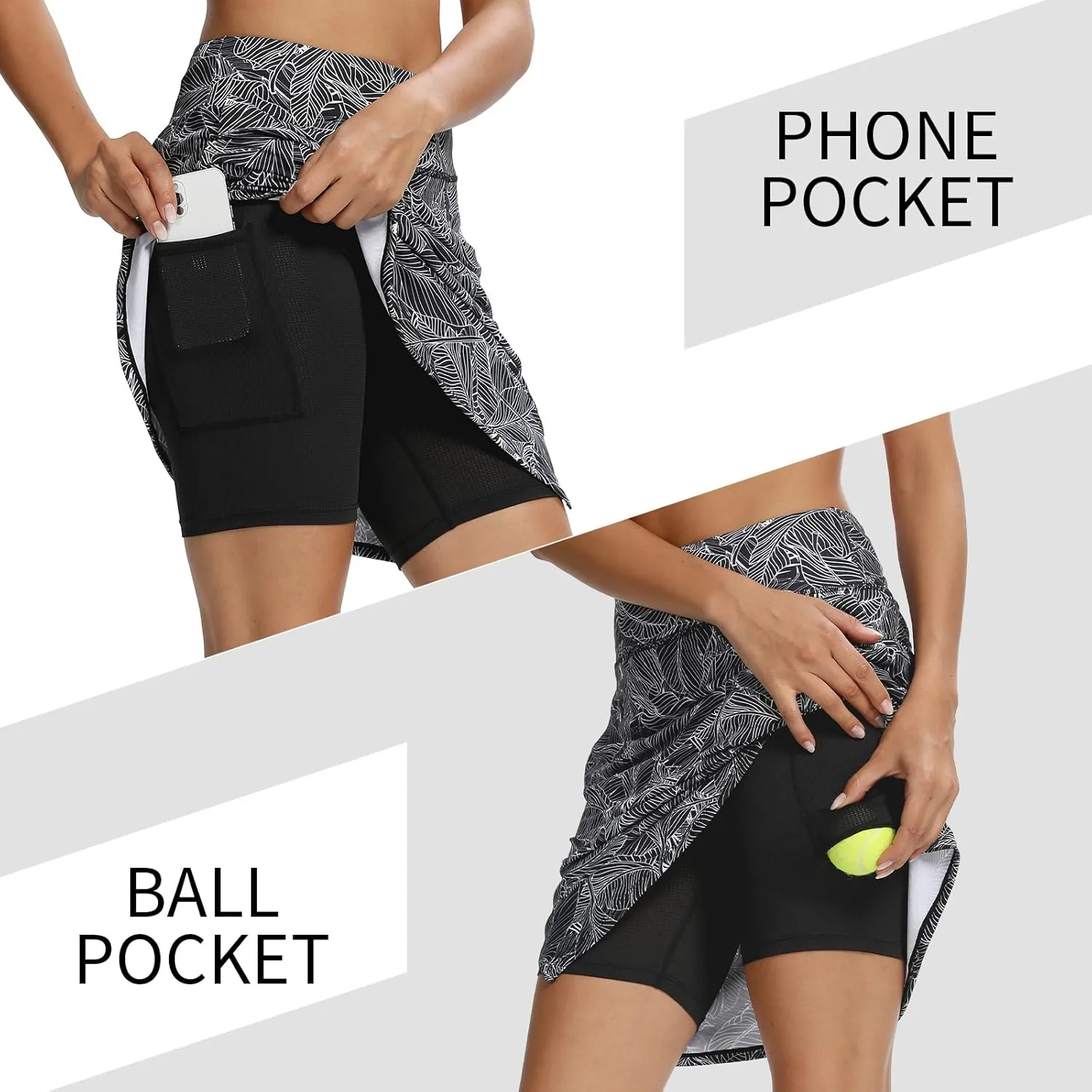 M MOTEEPI Skorts for Woman Golf Skirt Knee Length Tennis Athletic Skorts with Pockets