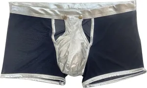 Maiyifu-GJ Men's See Through Bulge Pouch Sexy Underwear Faux Leather Breathable Mesh Briefs Short Leg Underpants