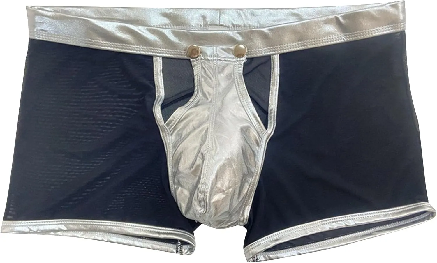 Maiyifu-GJ Men's See Through Sexy Underwear Faux Leather Breathable Mesh Bulge Pouch Briefs Low Rise Short Leg Underpants