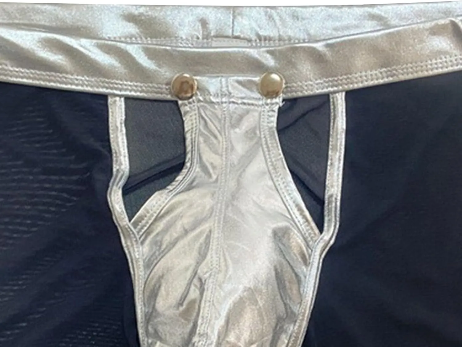 Maiyifu-GJ Men's See Through Sexy Underwear Faux Leather Breathable Mesh Bulge Pouch Briefs Low Rise Short Leg Underpants
