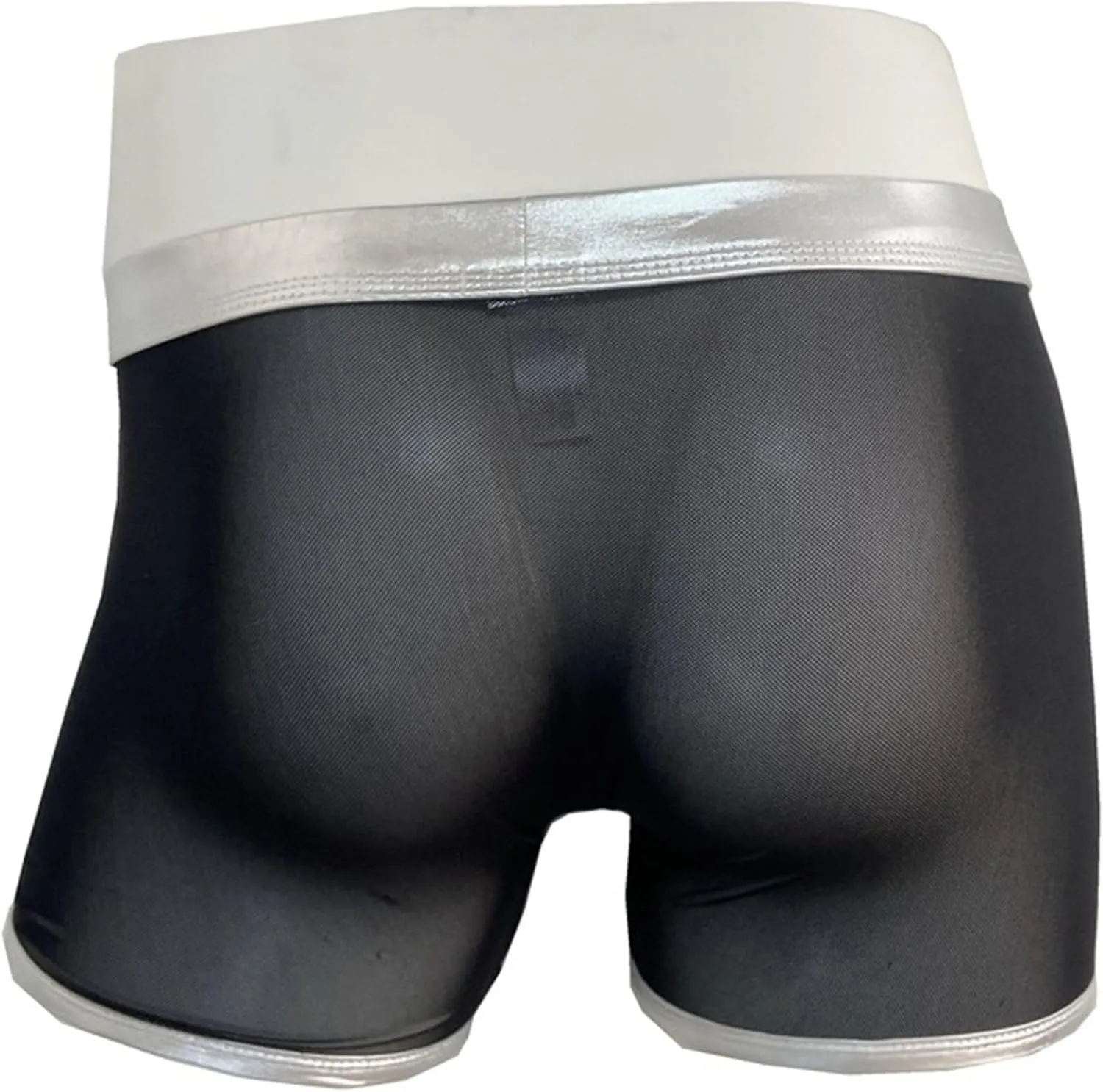 Maiyifu-GJ Men's See Through Sexy Underwear Faux Leather Breathable Mesh Bulge Pouch Briefs Low Rise Short Leg Underpants