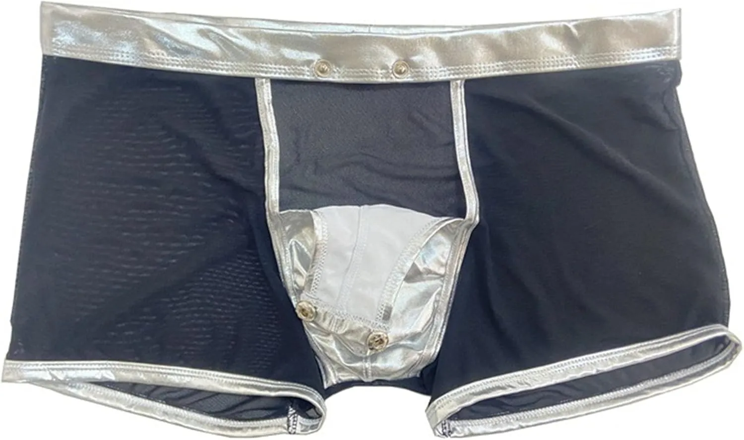 Maiyifu-GJ Men's See Through Sexy Underwear Faux Leather Breathable Mesh Bulge Pouch Briefs Low Rise Short Leg Underpants