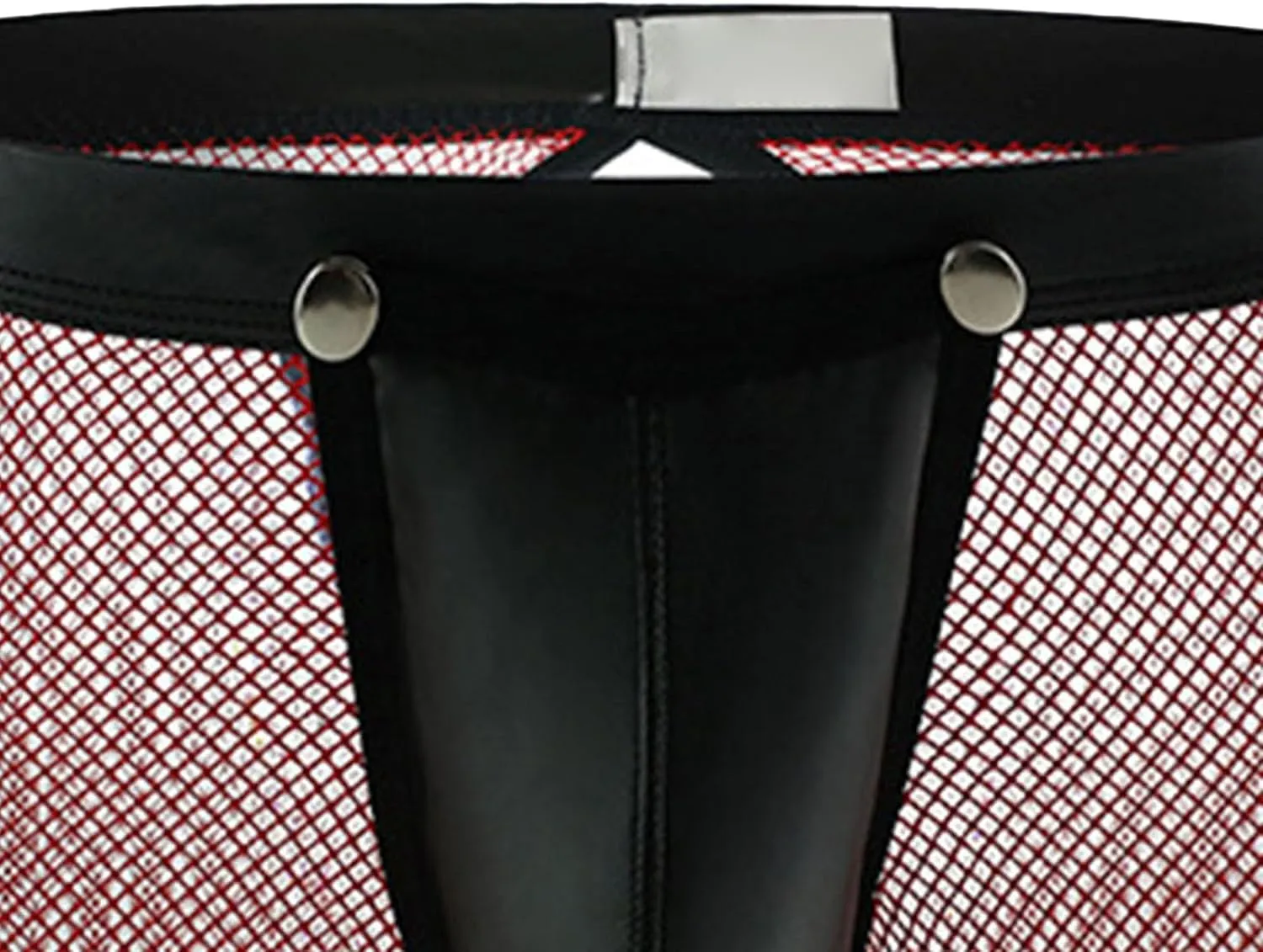 Maiyifu-GJ Men's See Through Underwear Faux Leather Sexy Shorts Breathable Mesh Low Rise Briefs Short Pants Fishnet Panties