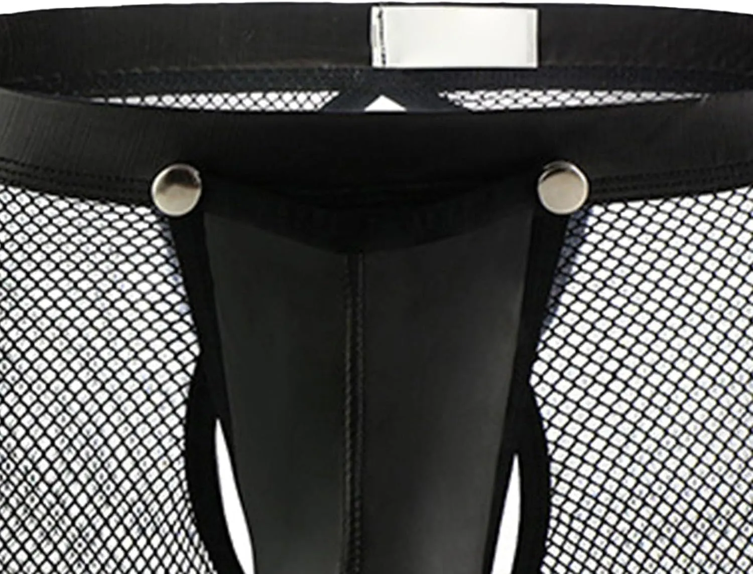 Maiyifu-GJ Men's See Through Underwear Faux Leather Sexy Shorts Breathable Mesh Low Rise Briefs Short Pants Fishnet Panties