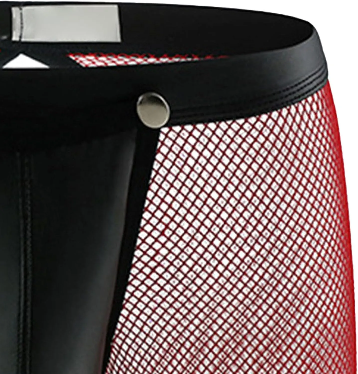 Maiyifu-GJ Men's See Through Underwear Faux Leather Sexy Shorts Breathable Mesh Low Rise Briefs Short Pants Fishnet Panties