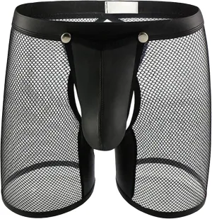 Maiyifu-GJ Men's See Through Underwear Faux Leather Sexy Shorts Breathable Mesh Low Rise Briefs Short Pants Fishnet Panties