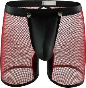 Maiyifu-GJ Men's See Through Underwear Faux Leather Sexy Shorts Breathable Mesh Low Rise Briefs Short Pants Fishnet Panties