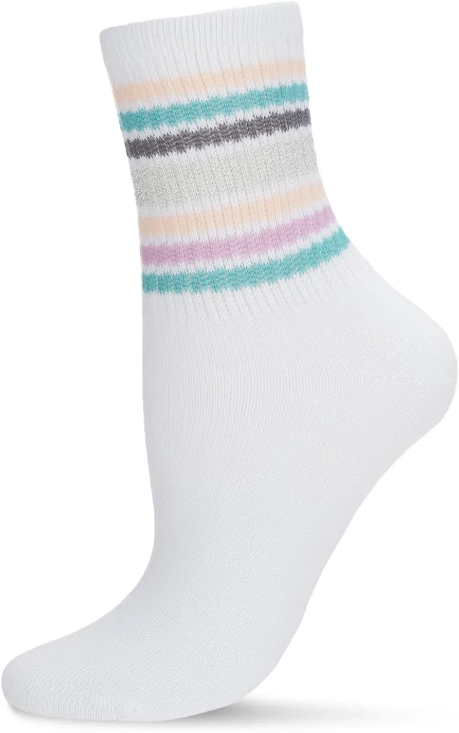 MeMoi Women's Metallic Multicolor Stripe Cotton Blend Anklet Socks