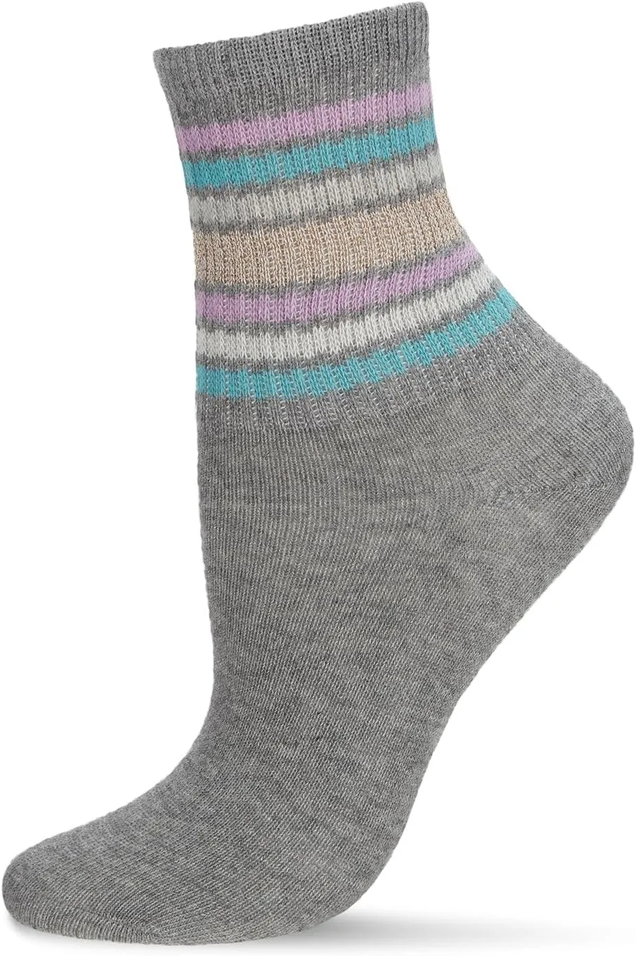 MeMoi Women's Metallic Multicolor Stripe Cotton Blend Anklet Socks