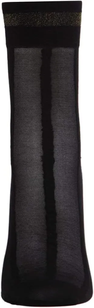 MeMoi Women's Sheer Metallic Shimmer Stripe Accent Anklet Sock