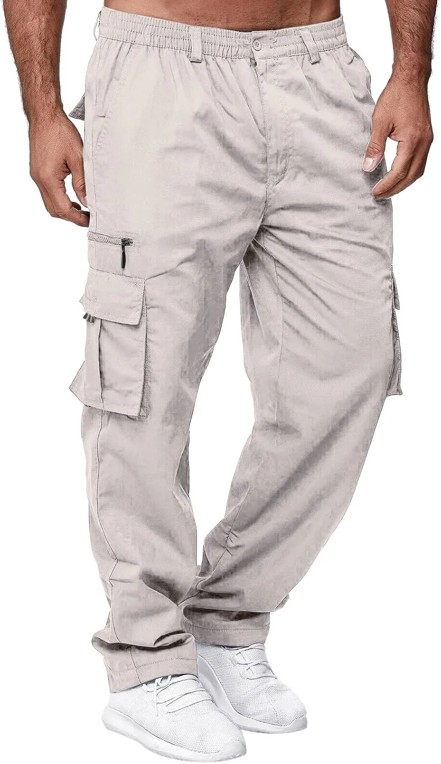 Men Cargo Pants Baggy Outdoor Waterproof Hiking Work Pants Stretch Multi Pockets Lightweight Classic Tactical Pants