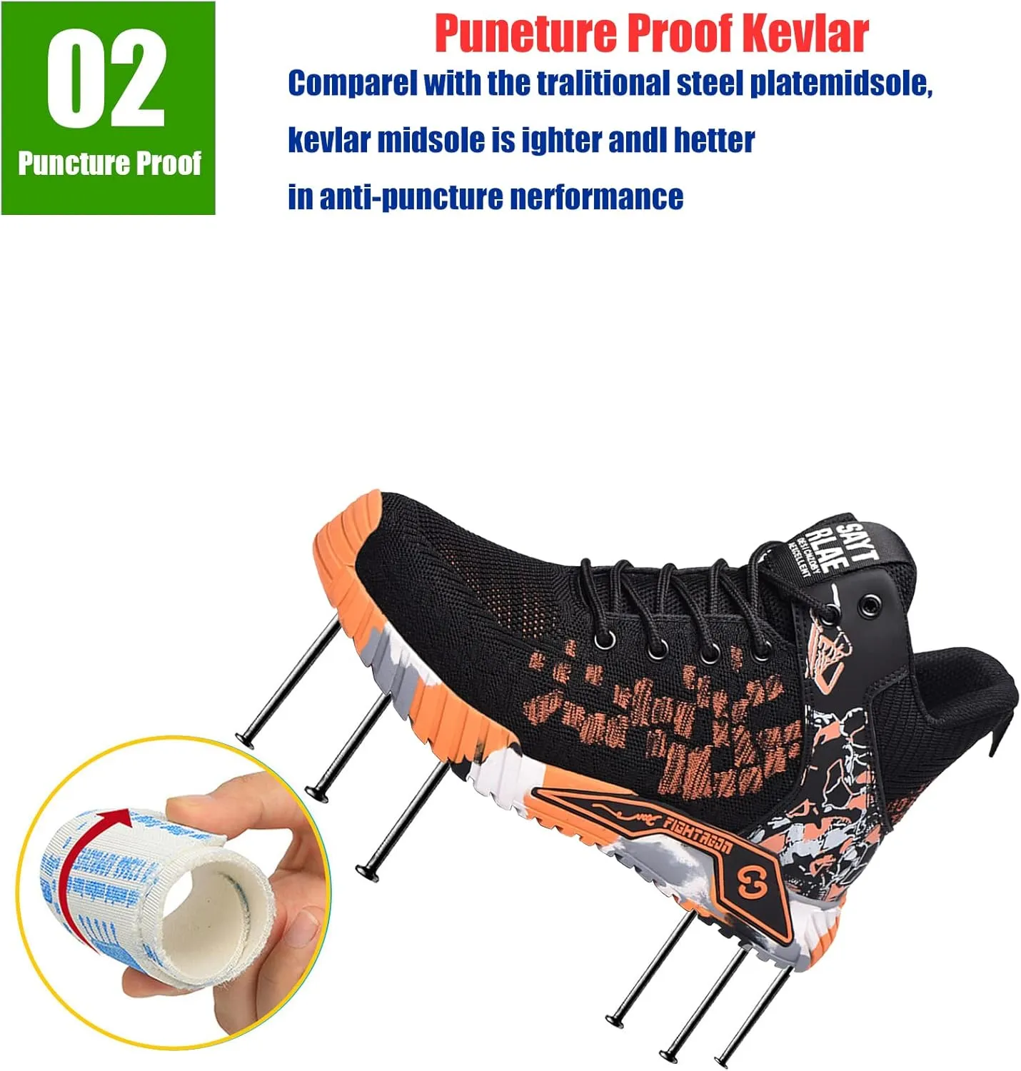 Men Women Indestructible Work ShoesLightweight Safety Shoes Slip Resistant Work Sneaker Breathable Puncture Proof Shoes
