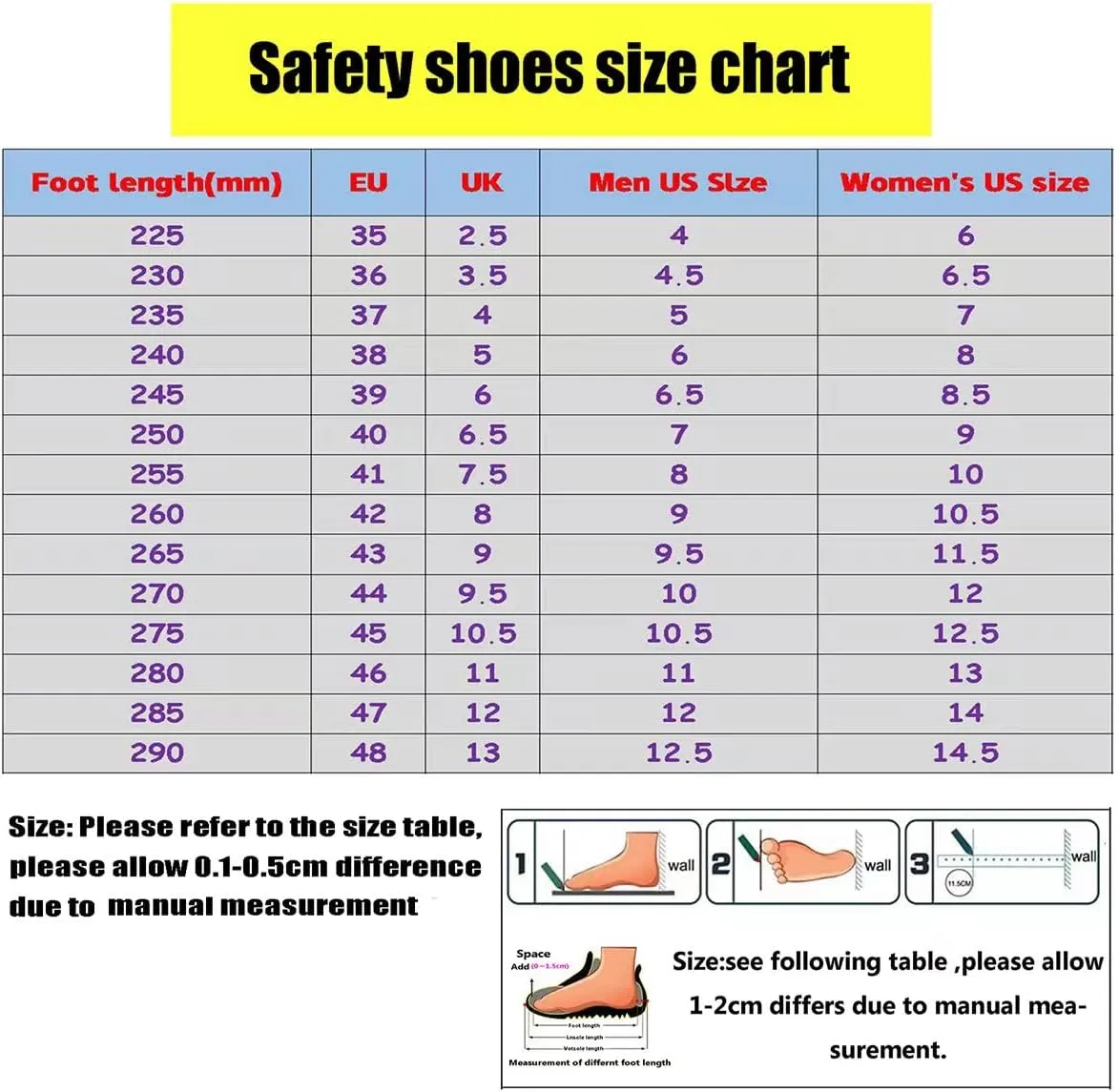 Men Women Indestructible Work ShoesLightweight Safety Shoes Slip Resistant Work Sneaker Breathable Puncture Proof Shoes