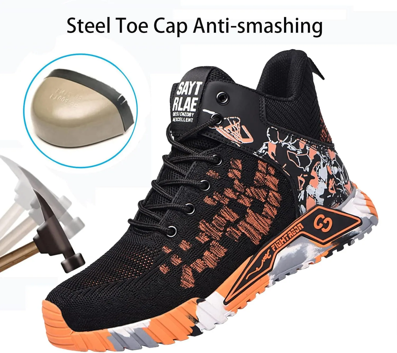 Men Women Indestructible Work ShoesLightweight Safety Shoes Slip Resistant Work Sneaker Breathable Puncture Proof Shoes