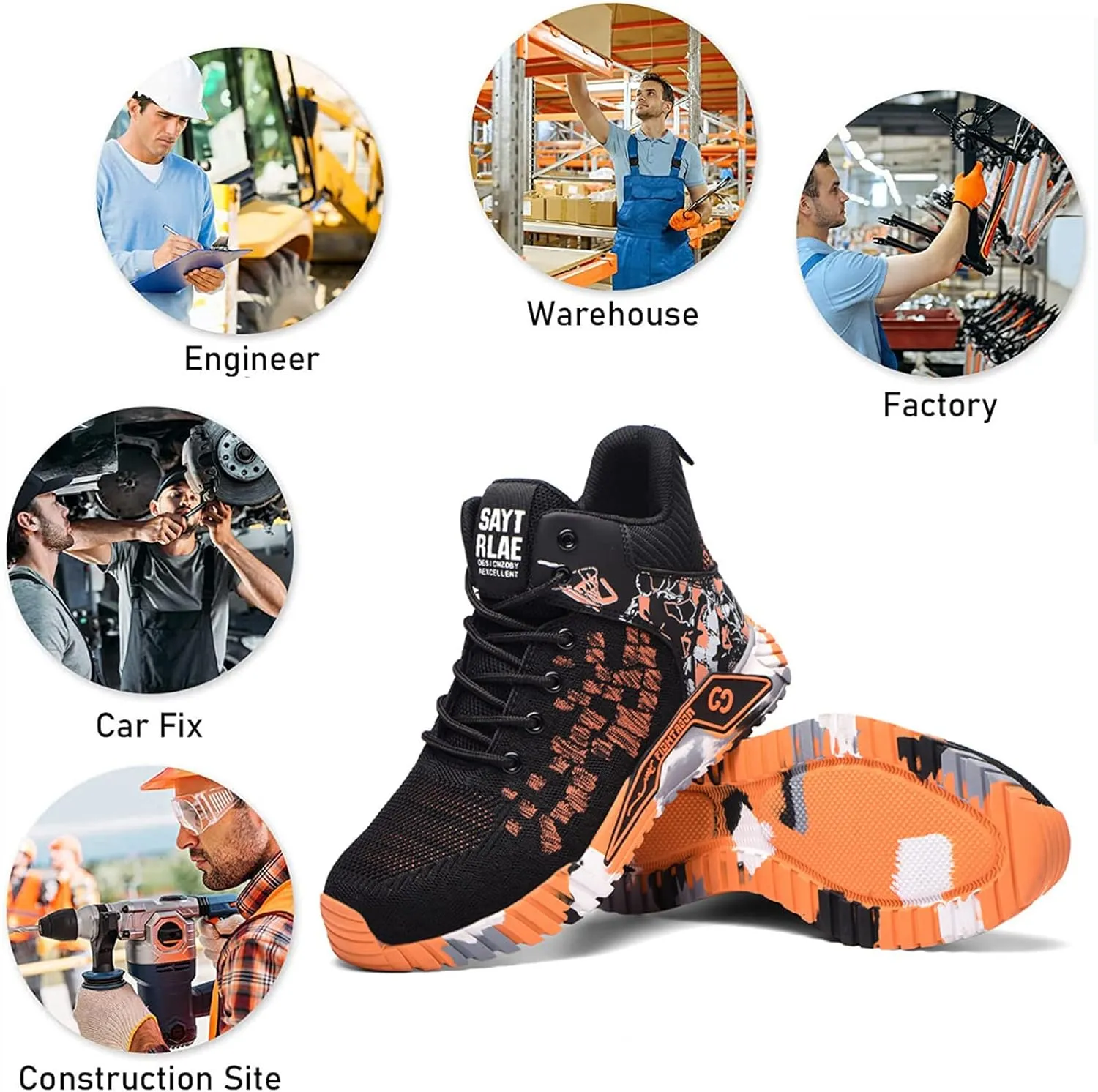 Men Women Indestructible Work ShoesLightweight Safety Shoes Slip Resistant Work Sneaker Breathable Puncture Proof Shoes