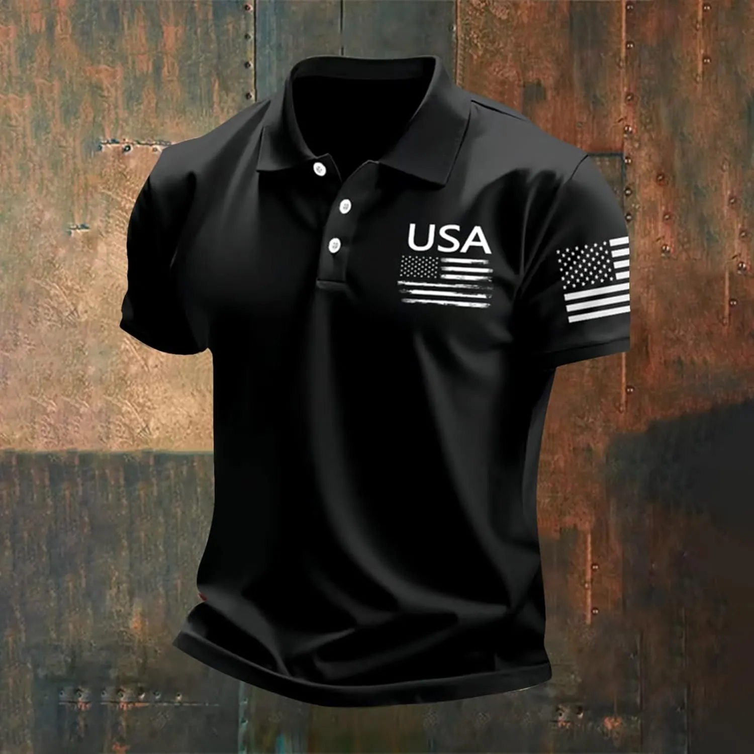 Mens American Flag Golf Shirts 4th of July Patriotic Polo Shirt Graphic Short Sleeve Performance Tennis T Shirts