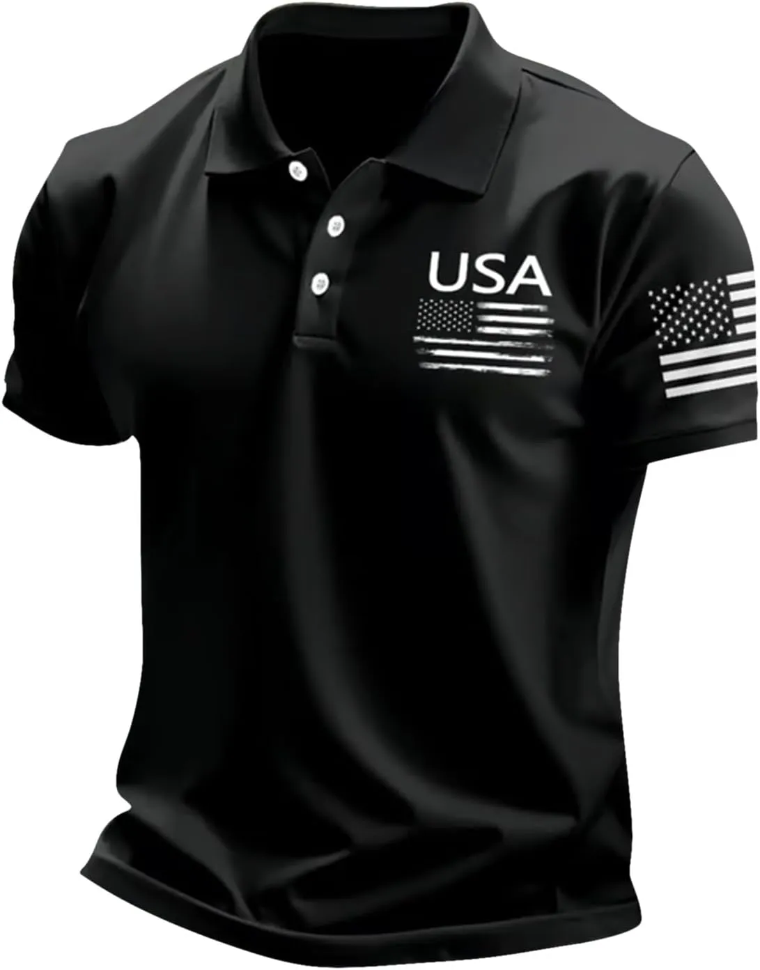 Mens American Flag Golf Shirts 4th of July Patriotic Polo Shirt Graphic Short Sleeve Performance Tennis T Shirts