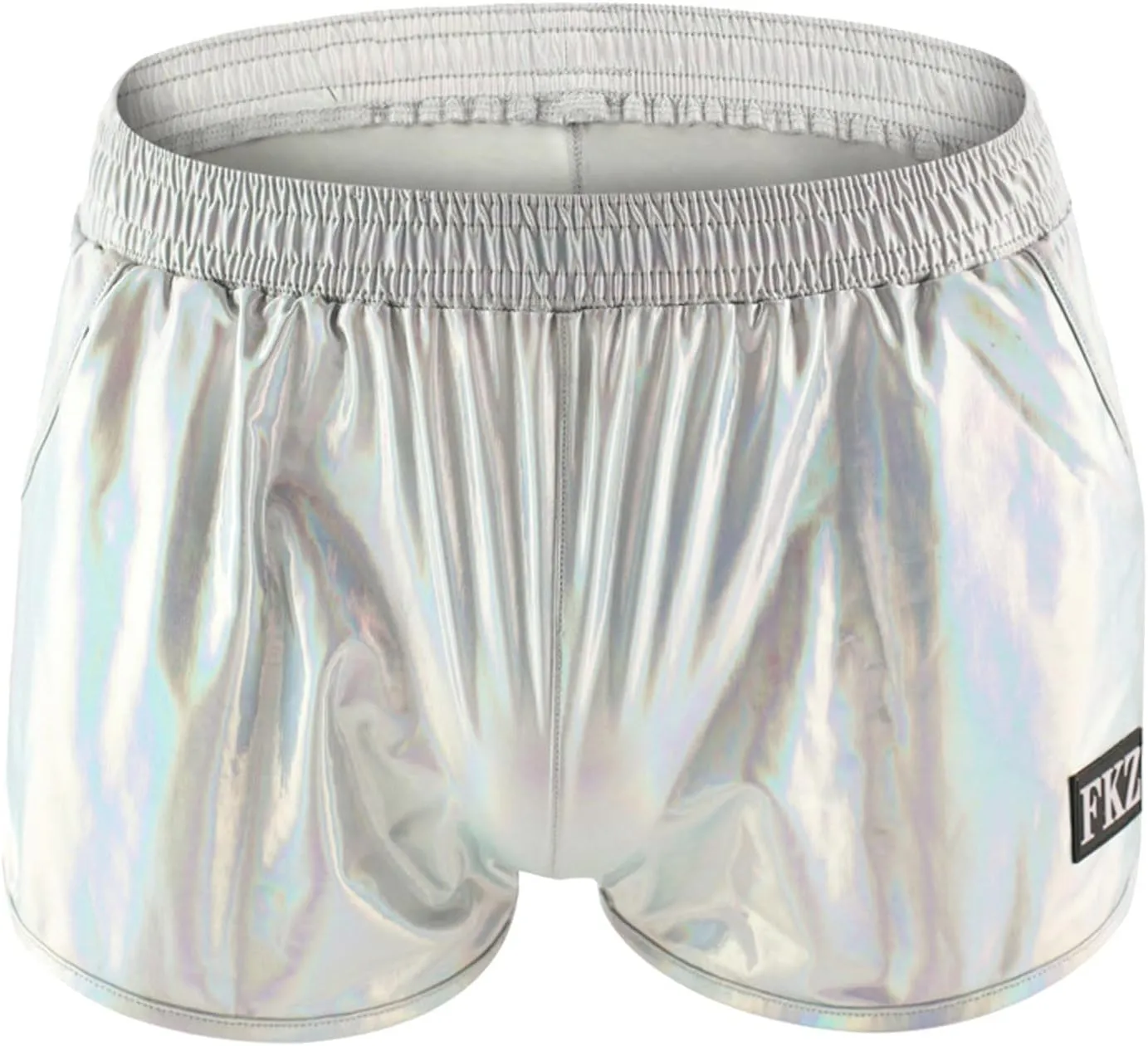 Men'S Boxer Briefs Sexy Leather Mid Elastic Waisted Underwear Fashion Stretch Brief Trunks