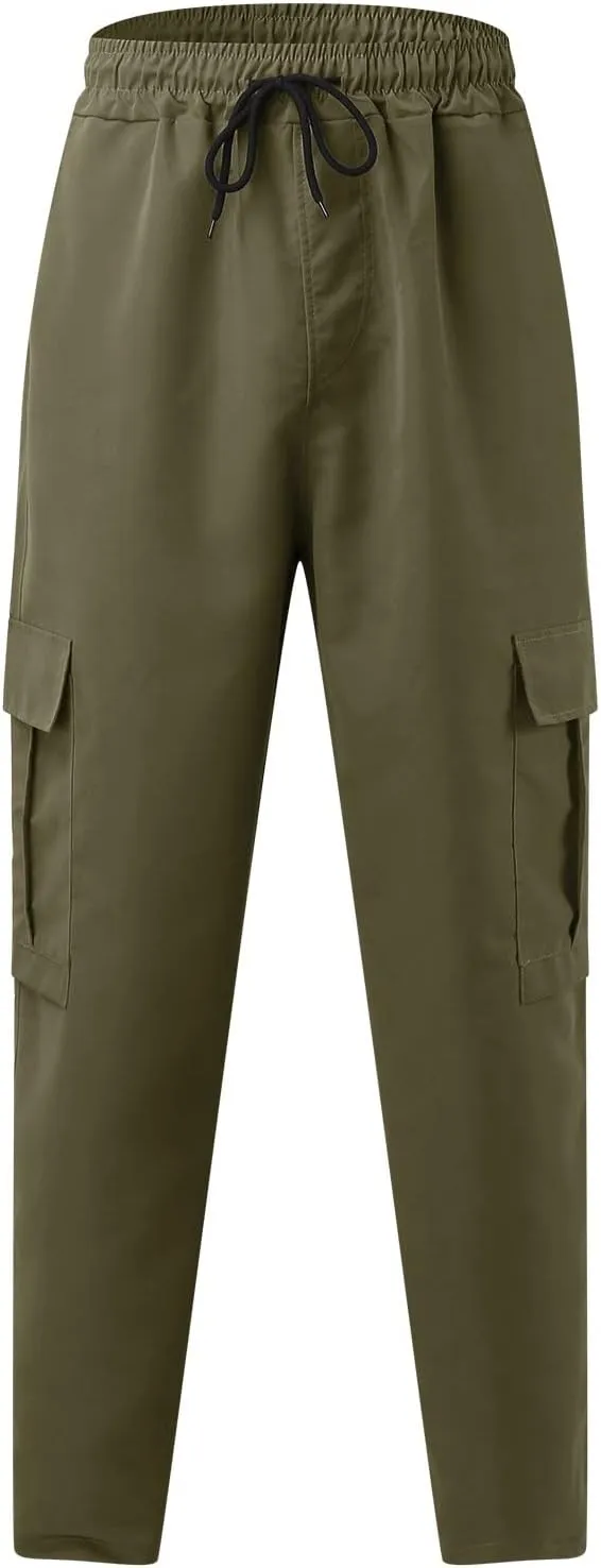 Men's Cargo Pants Multi Pockets, Straight Work Pants, Outdoor Fitness Bodybuilding Trousers Baggy Hiking Pants