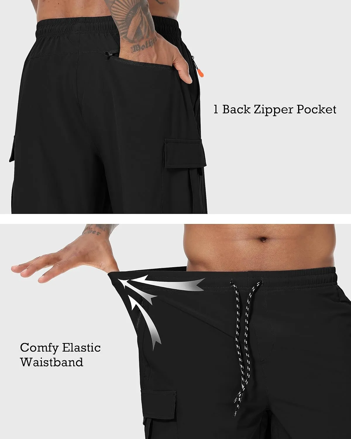 Men's Cargo Shorts Quick Dry Lightweight Stretch Hiking Shorts for Men with 5 Pockets No Lining