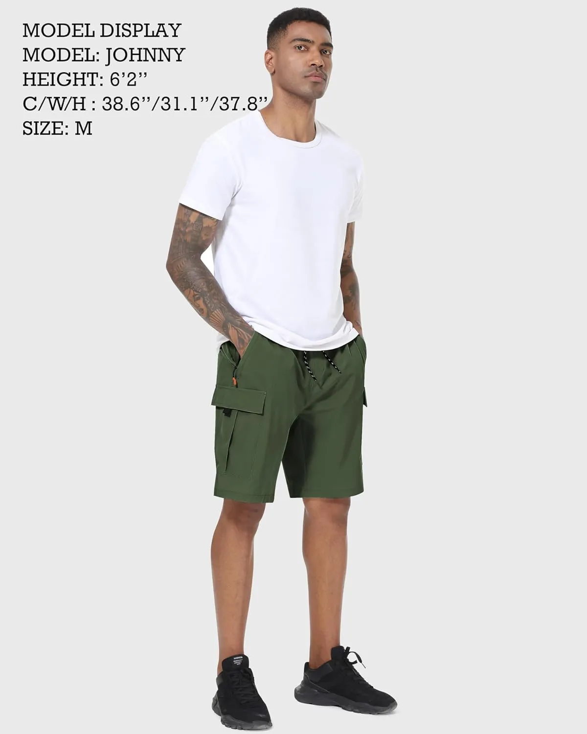 Men's Cargo Shorts Quick Dry Lightweight Stretch Hiking Shorts for Men with 5 Pockets No Lining