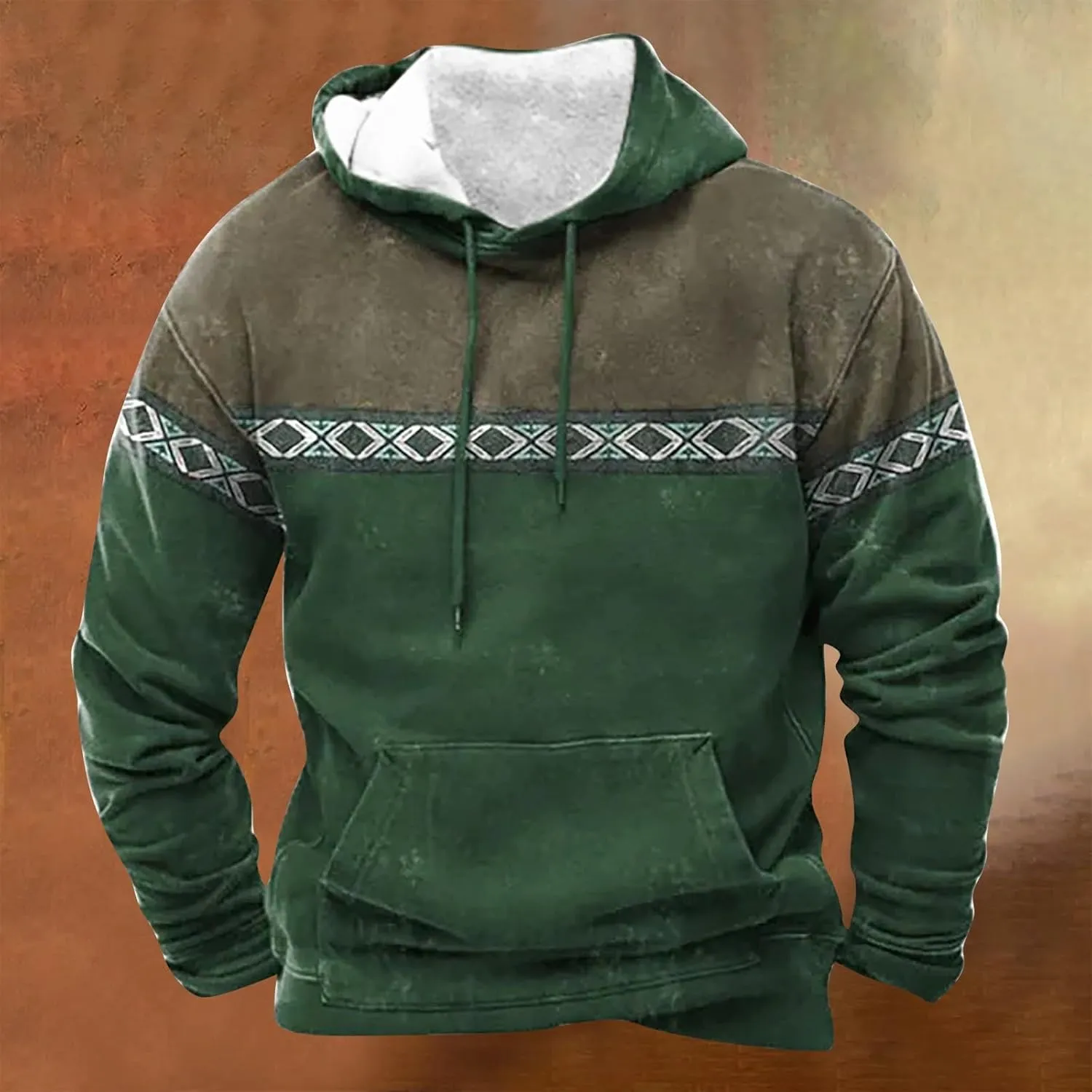 Men's Casual Fashionable Loose and Trendy Printed Hooded Long Sleeved Sweatshirt Sweatshirts for Men